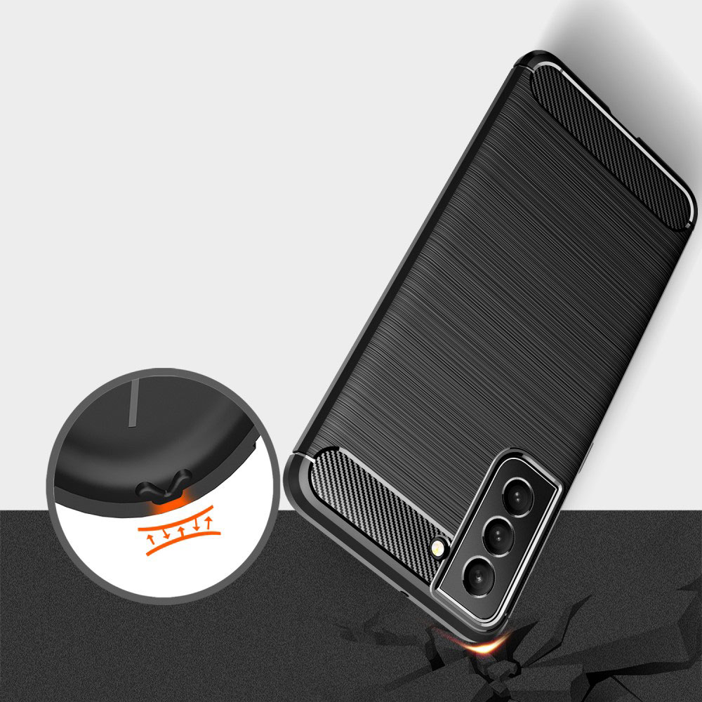 Samsung Galaxy S22 5G Gummi Case Schutzhülle Carbon Look - Schwarz