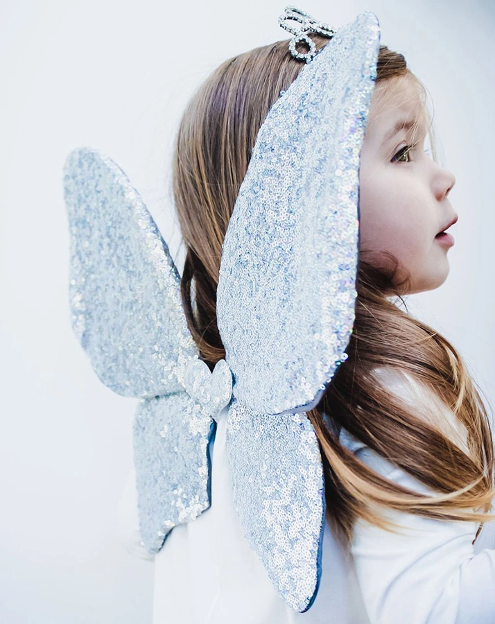 Kostümzubehör FLÜGEL SPARKLE mit Pailletten in silber