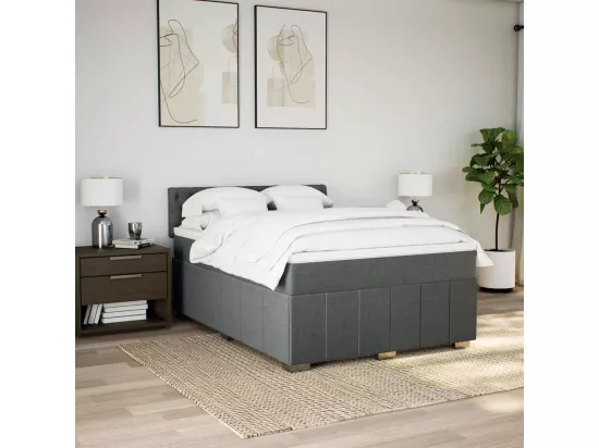 Sommier à lattes de lit avec matelas Gris foncé 140x190cm Tissu