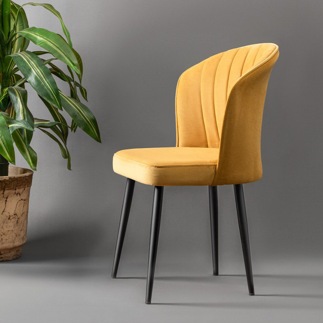 Homitis 4 Chaises Rubi jaune/noir - 52x85x42 cm