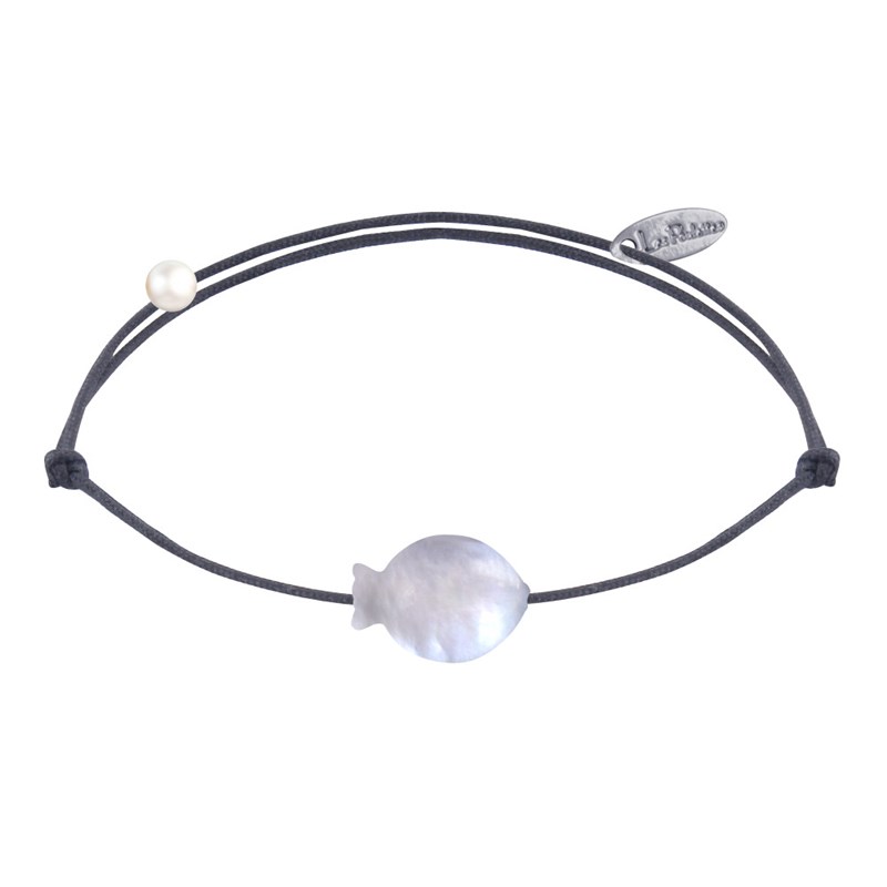 Bracelet Lien Petit Poisson en Nacre - Noir