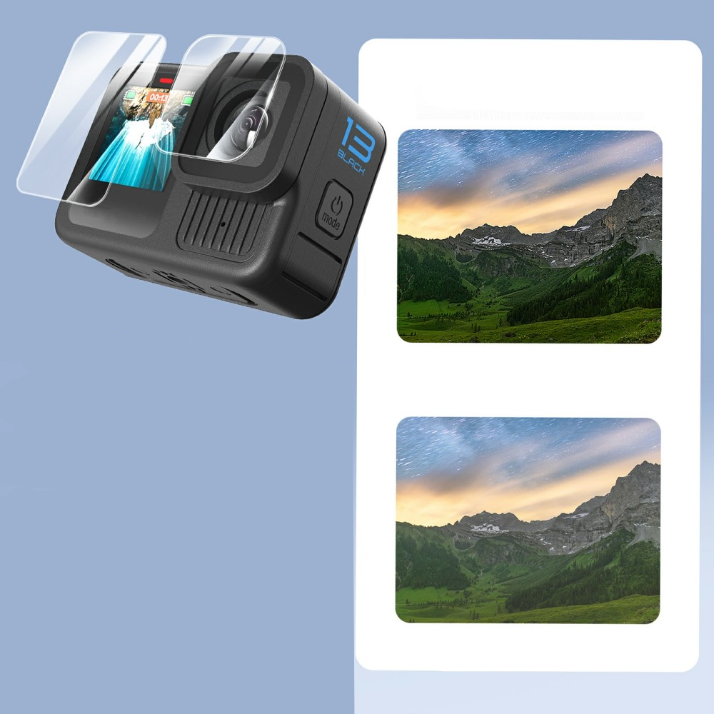 (3-tlg. Set) GoPro Hero 13 Black Panzer Glas Display (1x Kamera / 2x Display) - Transparent