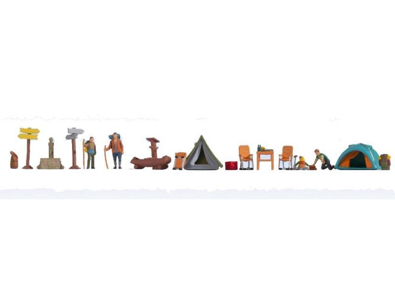 NOCH Figuren Camping 18 Stück, H0 Figuren-Themenwelt Camping für H0 Modelleisenbahnen