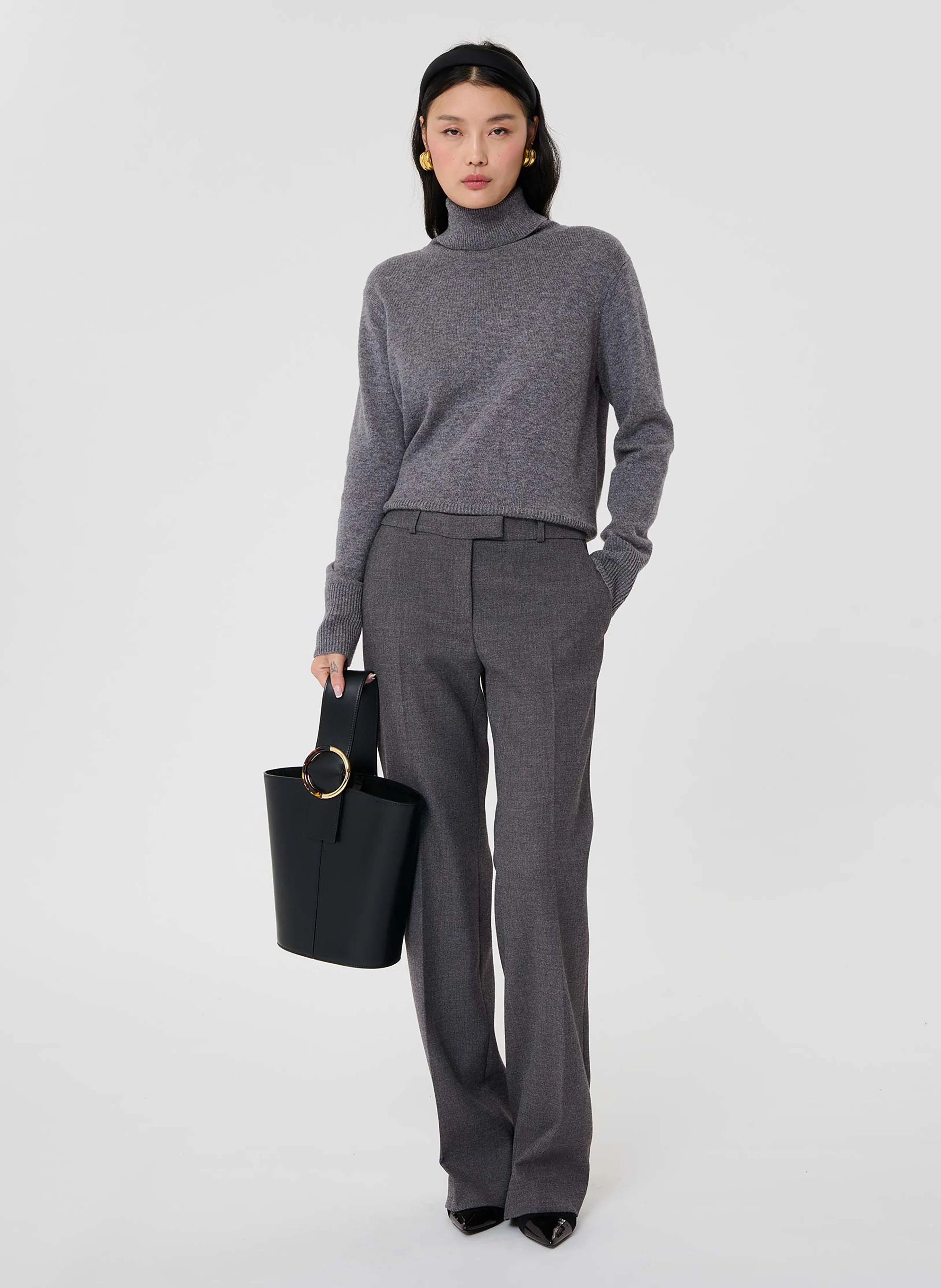 POUPEE - Pantalon droit taille haute| Gris
