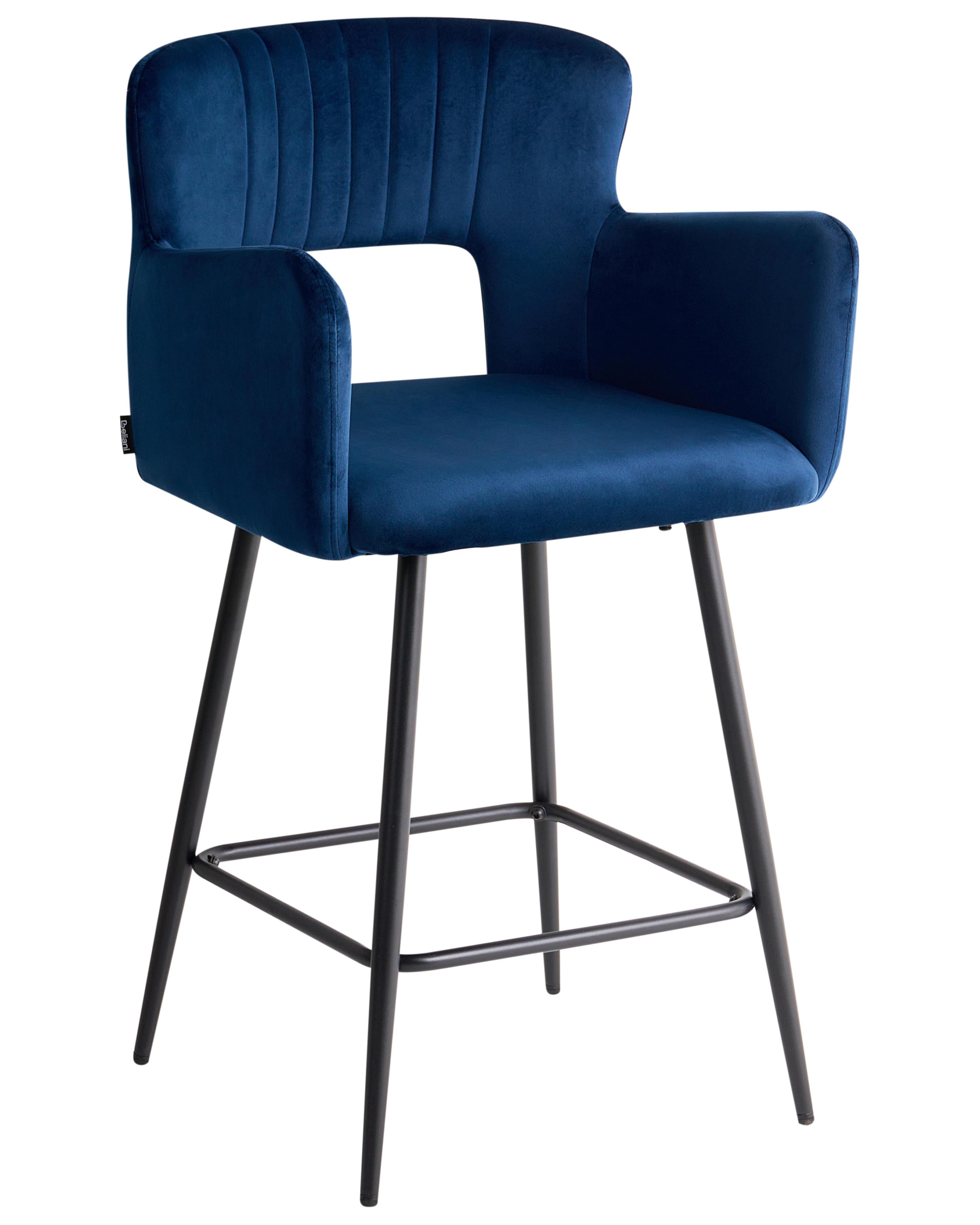 Set van 2 barstoelen SANILAC Fluweel Marineblauw
