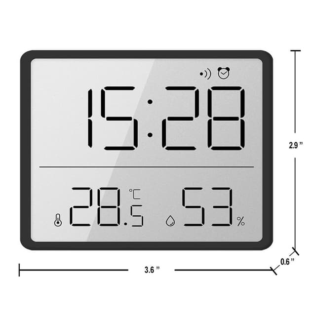 Digitalt vækkeur LCD-ur med kalender temperatur og luftfugtighed