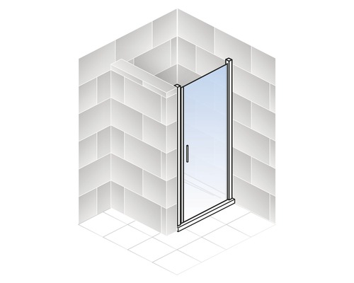 Douchedeur in nis met draaideur SCHULTE Alexa Style 2.0 ExpressPlus 90 cm profiel aluminium glas decor Depoli Light