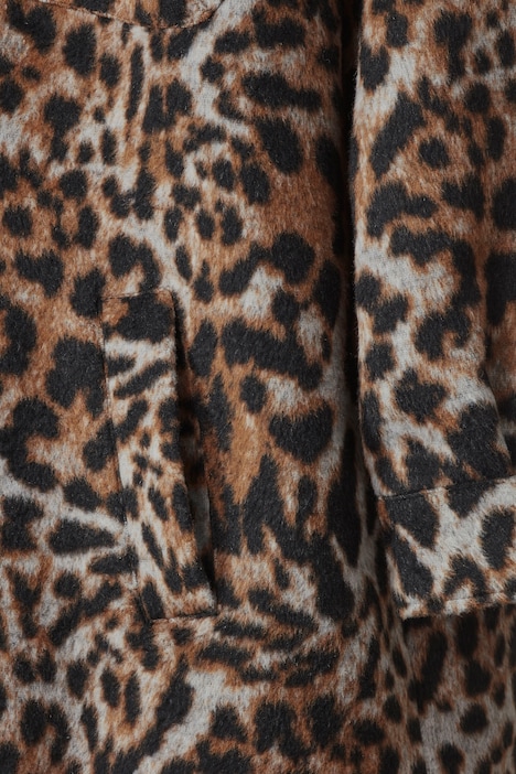 Hemdmantel, oversized, Leo-Print, Hemdkragen, Langarm