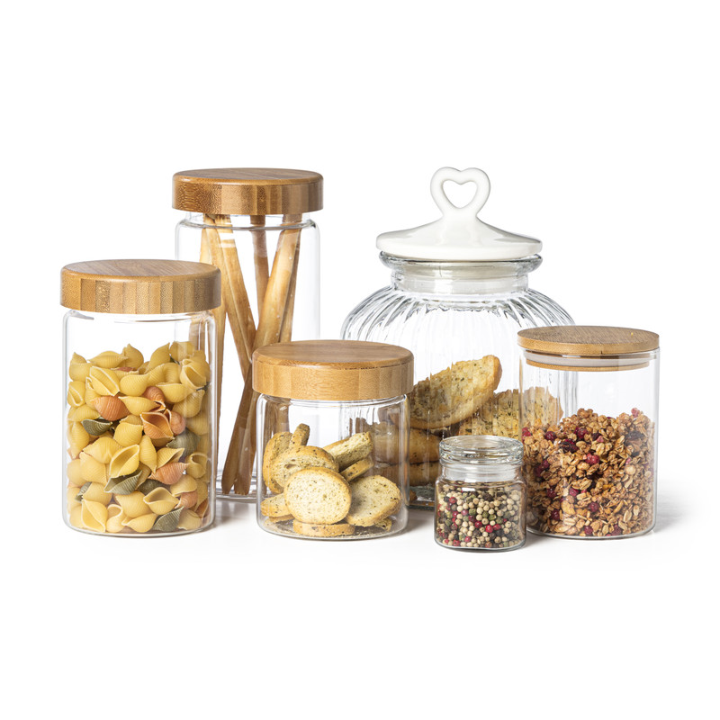 Opbergpot met bamboe deksel - 600 ml