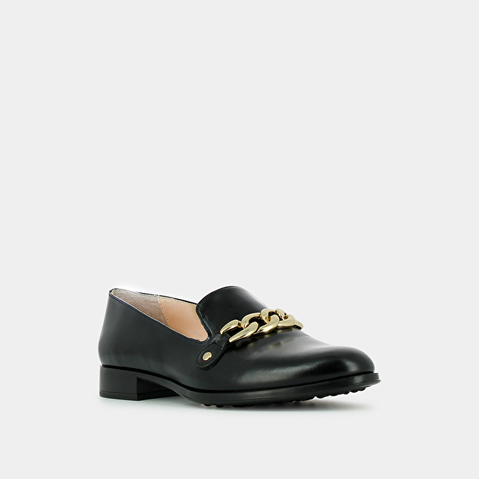 Mocassins à boucles dorées  en cuir noir