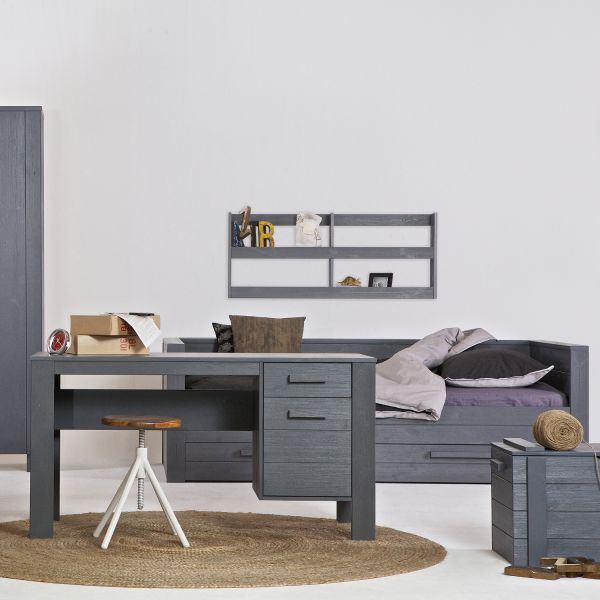 Woood Dennis Bedbank Steel Grey 90 x 200 cm