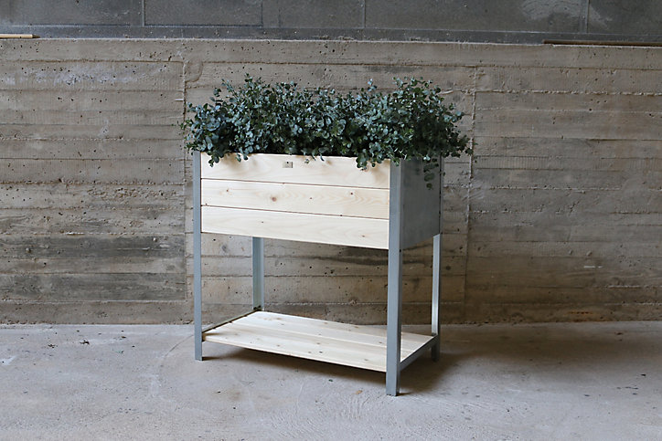 Carré potager bois et zinc galva 78 x 36 x h.72 cm