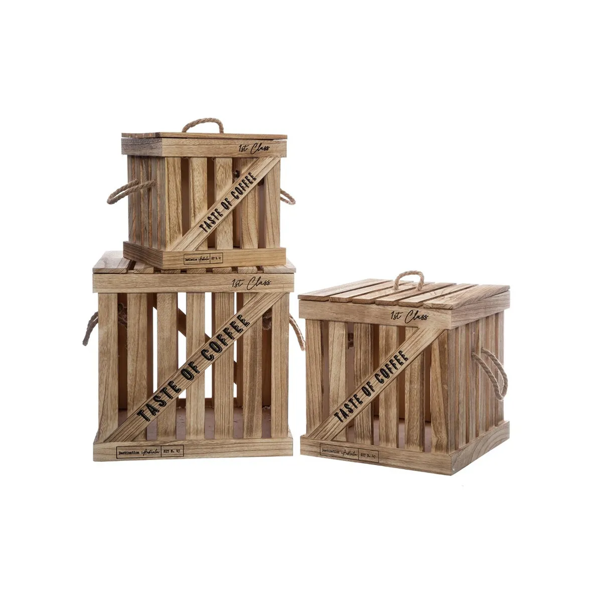 Atmosphera, Createur D'Interieur Atmosphera Lot de 3 Cagettes Coloniales Bois
