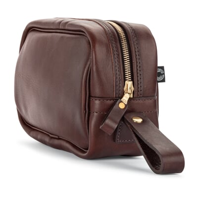 Leder-Washbag, Dunkelbraun