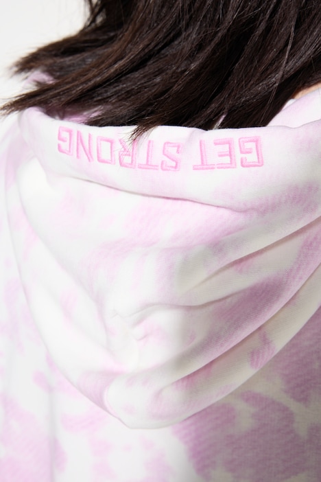 Hoodie, Boxy Shape, Batik, offenkantiger Saum