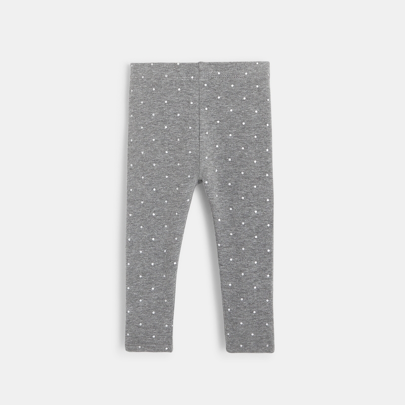 Legging molleton bio imprimé pois gris bébé fille