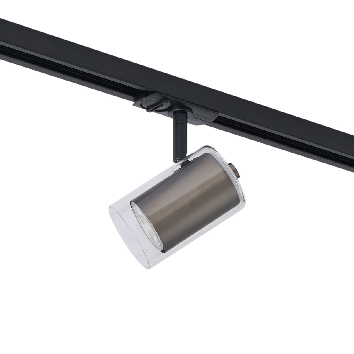 Moderne spot gunmetal met helder glas voor railsysteem 1-fase - Iconic Lloyd