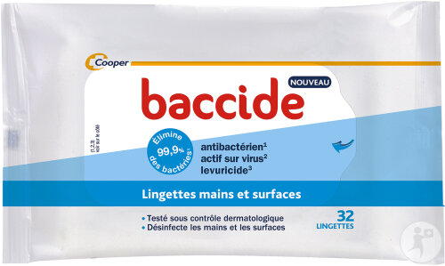 Baccide Lingettes Mains Et Surfaces Antibactériennes 32 Lingettes