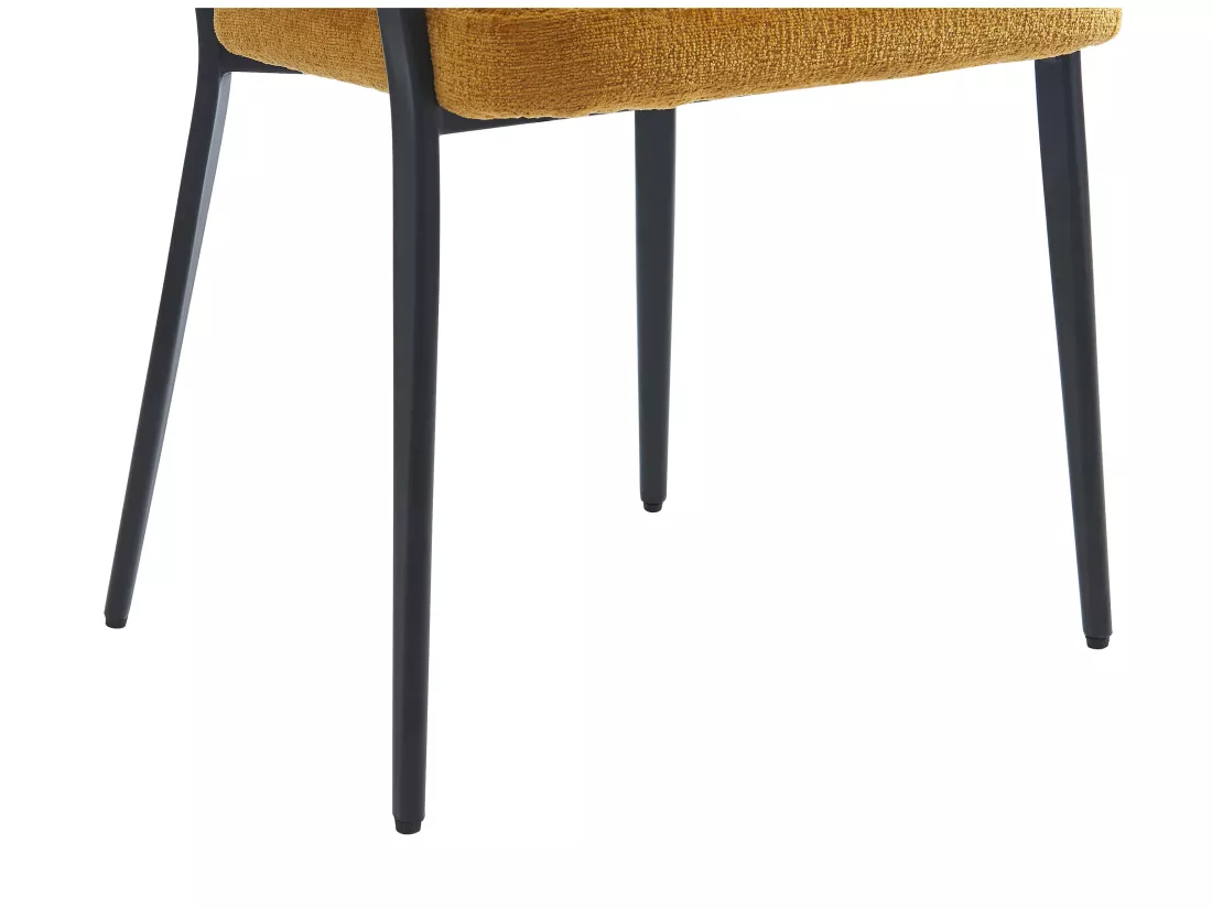 Lot de 6 chaises avec accoudoirs en tissu et métal noir - Jaune moutarde - AVRELA