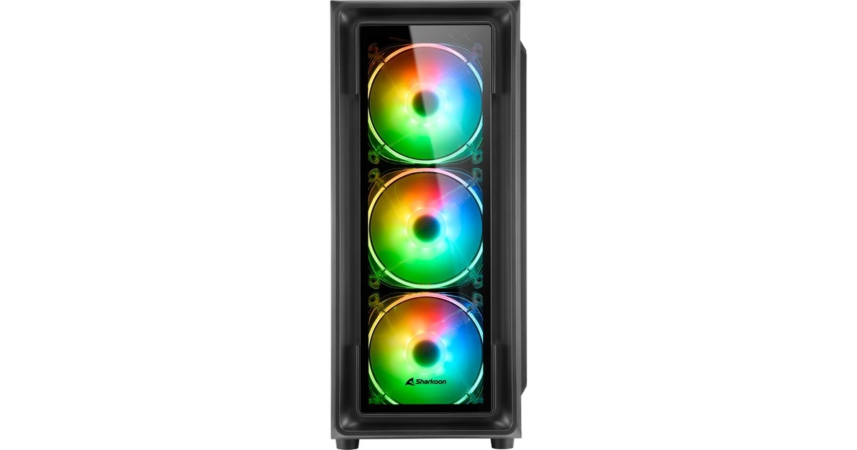 SharkoonTK4 RGB midi tower behuizing  (Zwart | 4x USB-A | RGB | Tempered Glass)