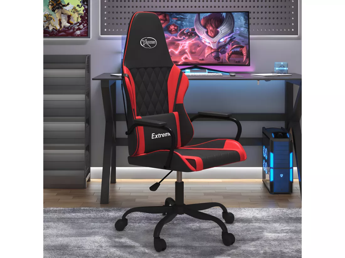 Chaise de jeu de massage Noir et rouge Similicuir