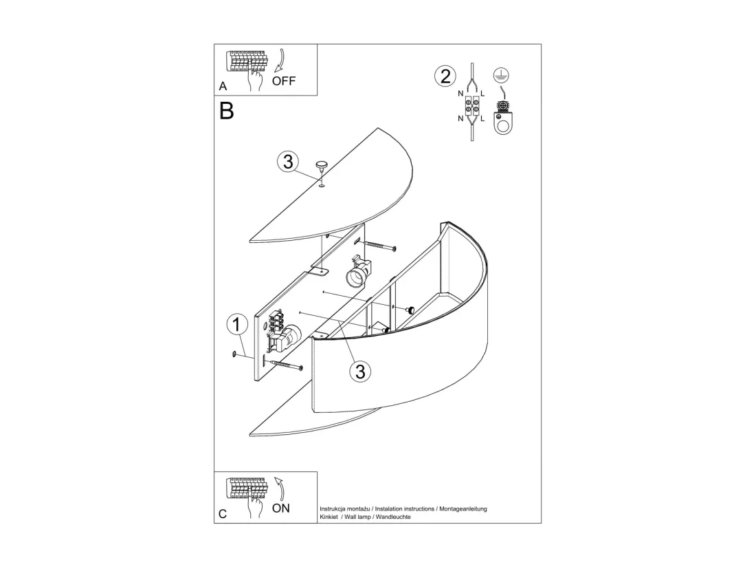 Sollux SKALA Appliques Encastrables Demi Cercle Blanc 2x E27