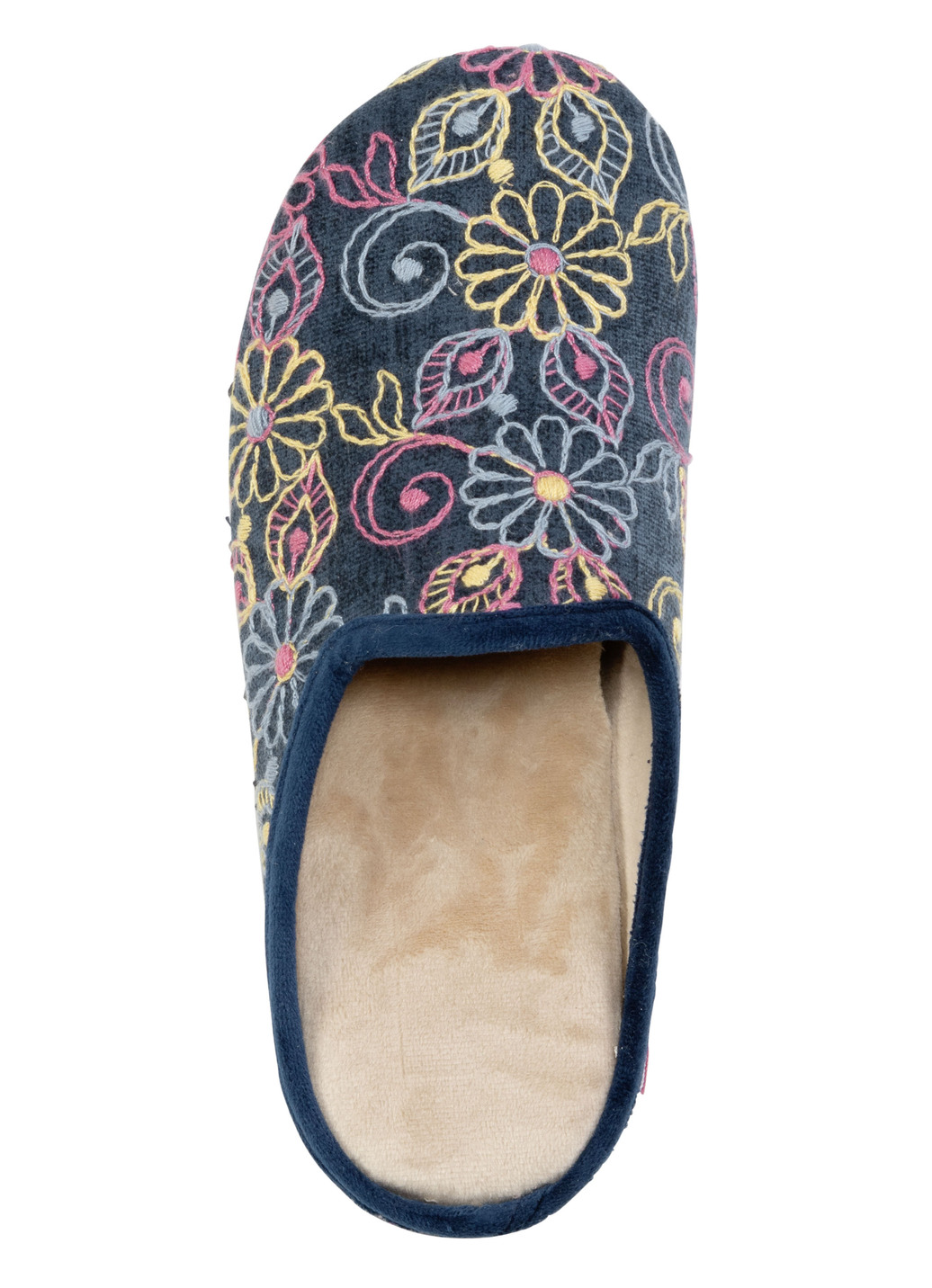 Laurina Pantoffel aus Textilmaterial mit bunter Blumenstickerei