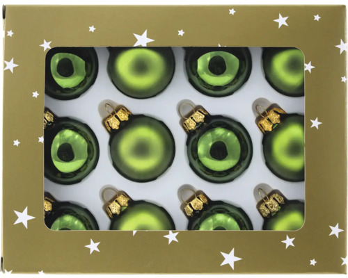 Glazen kerstboomballen, Ø 3 cm, set van 12, groen
