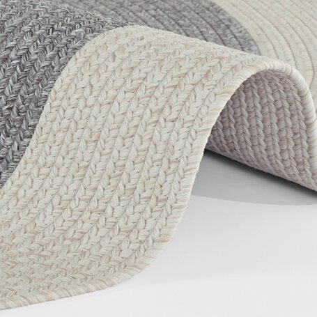 Jute Vloerkleed Braids - Rond - Grijs/Creme