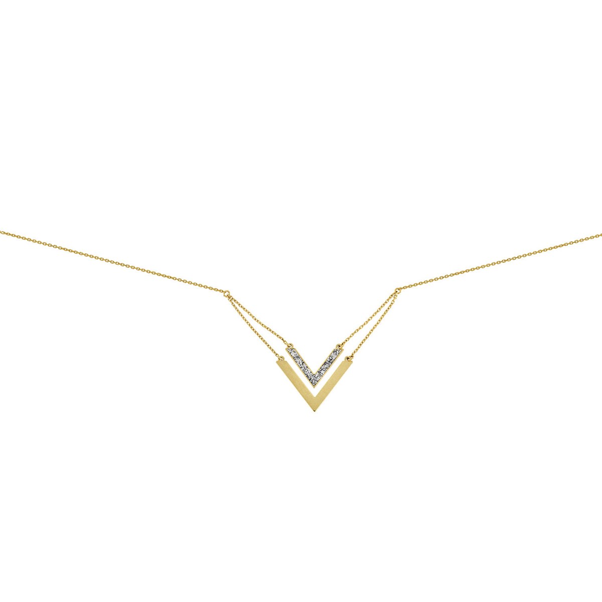 Collier Brillaxis Double V laqué pailleté or 9carats