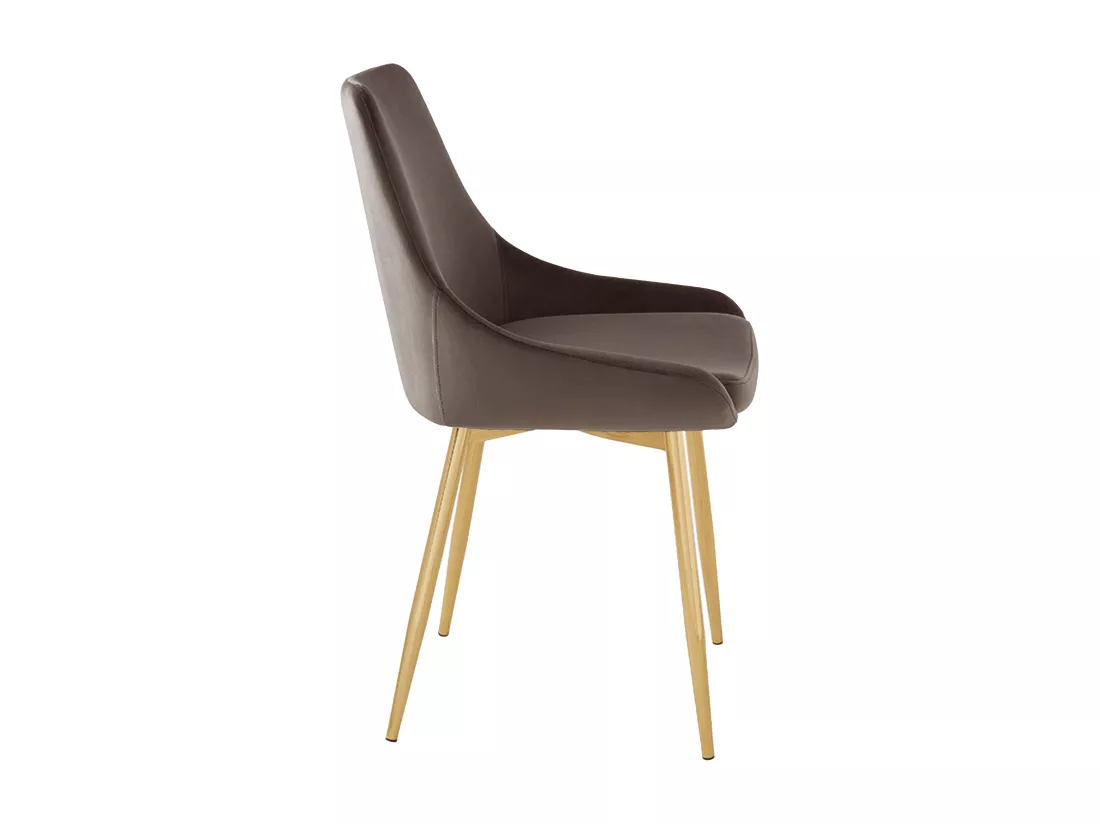 Lot de 6 chaises MASURIE - Velours et métal doré - Taupe