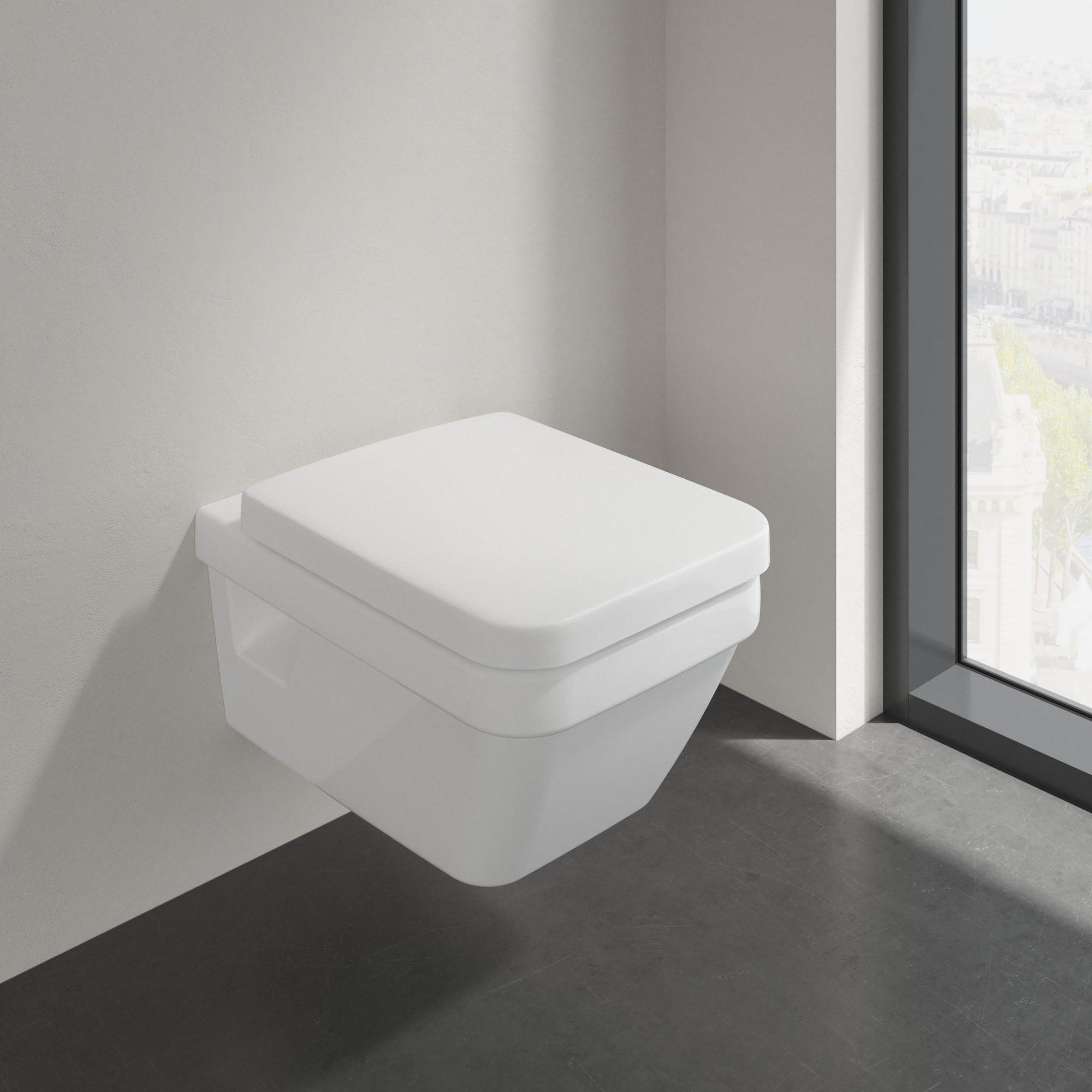 Villeroy & Boch Architectura randloos toilet CeramicPlus rechthoekig met softclose zitting wit glans