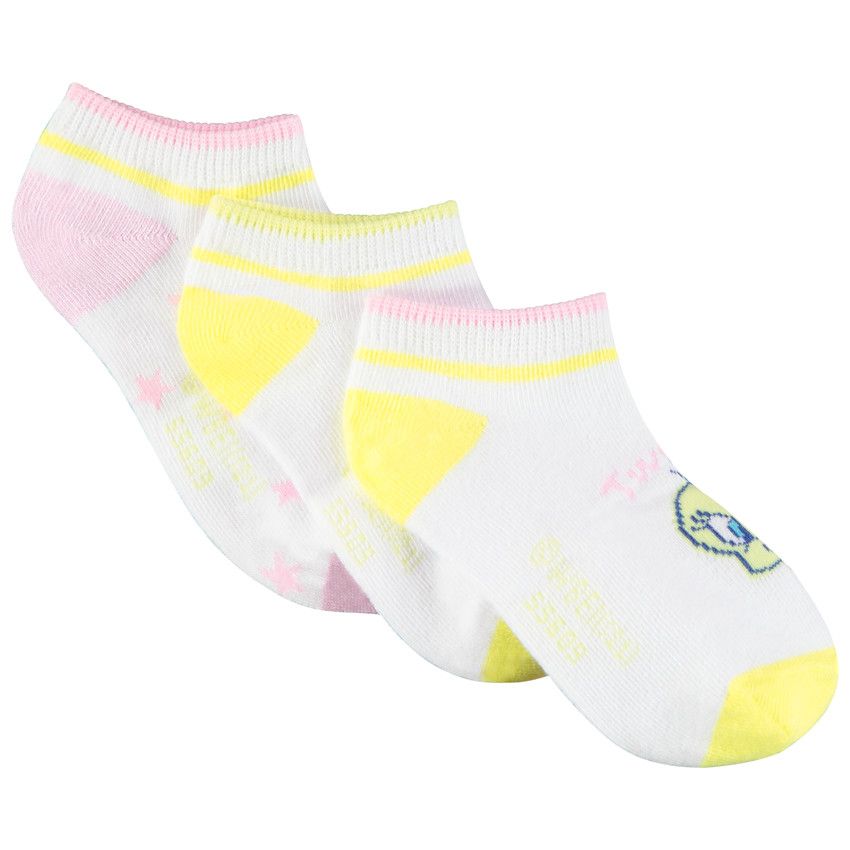 Lot de 3 paires de chaussettes courtes Titi Looney Tunes pour enfant fille - Blanc