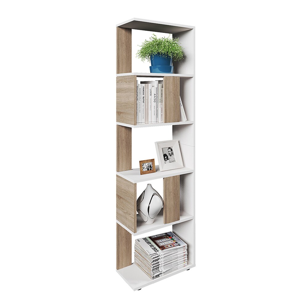 Vicco Raumteiler Bücherregal Standregal Büroregal Regal 5 Fächer Weiß Sonoma