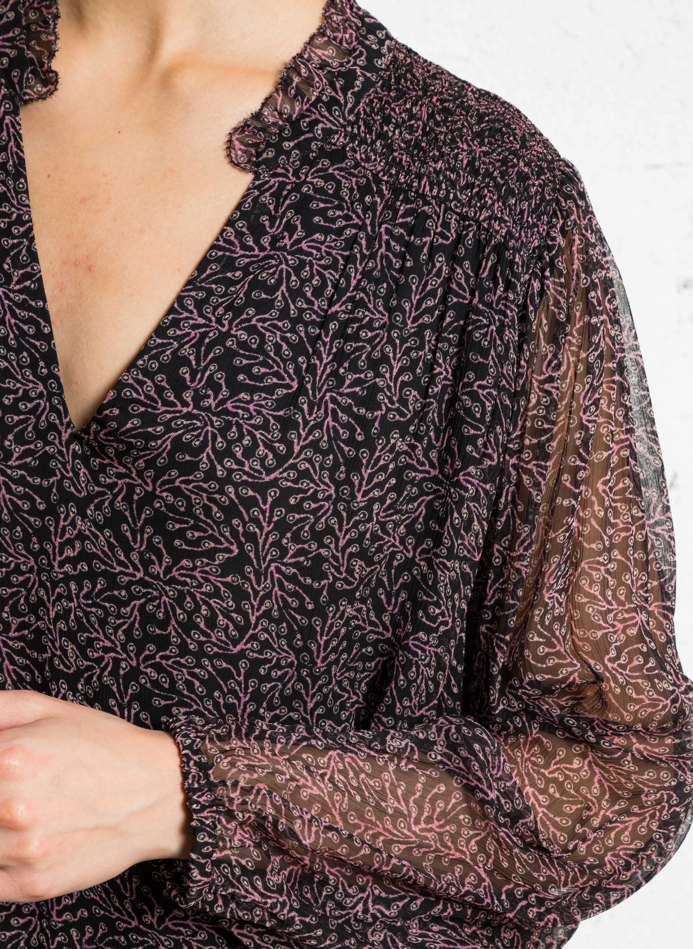 MYLENE - Robe ample fleurie| Rouge