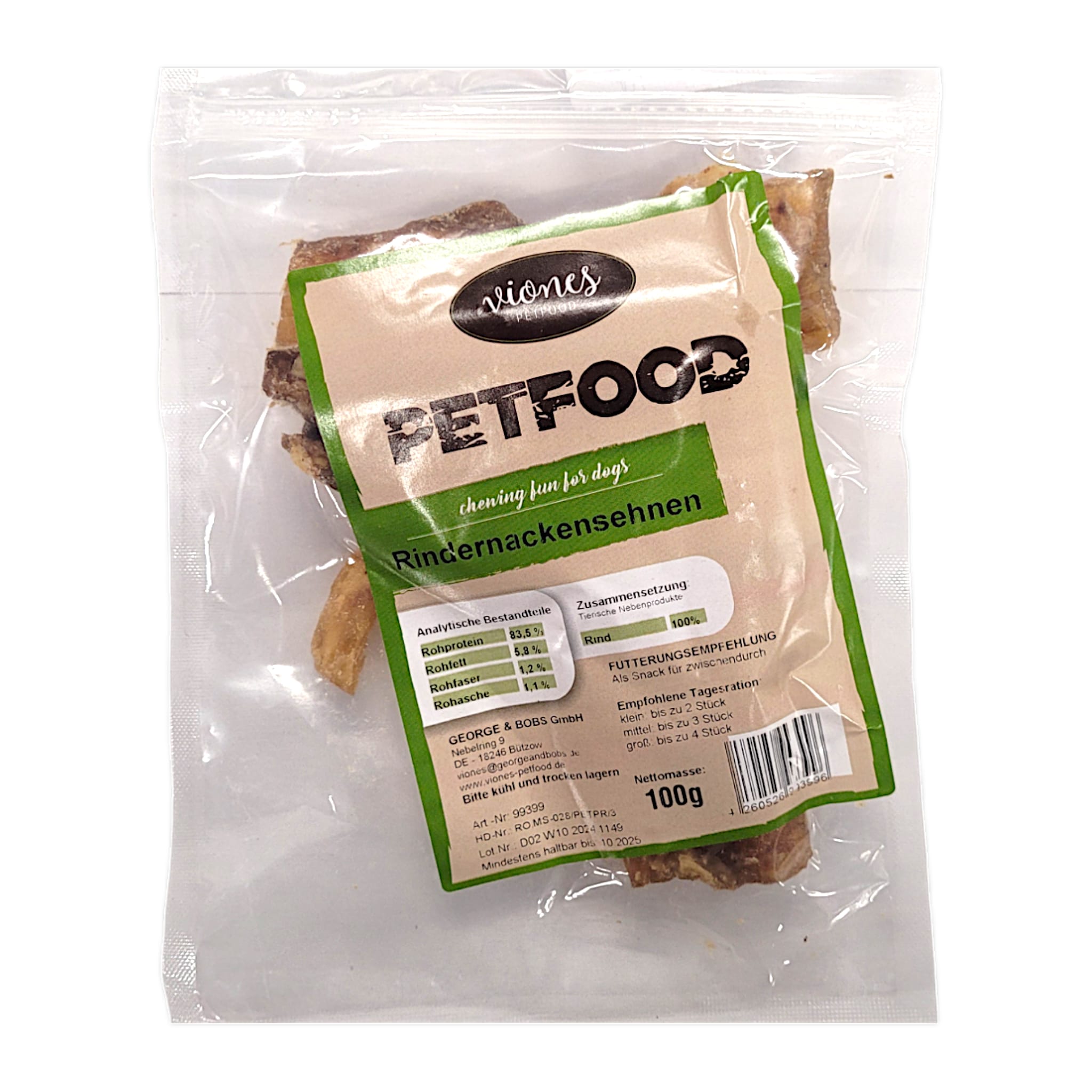 Hundesnack Rindernackensehnen 100g MHD:31.10.25