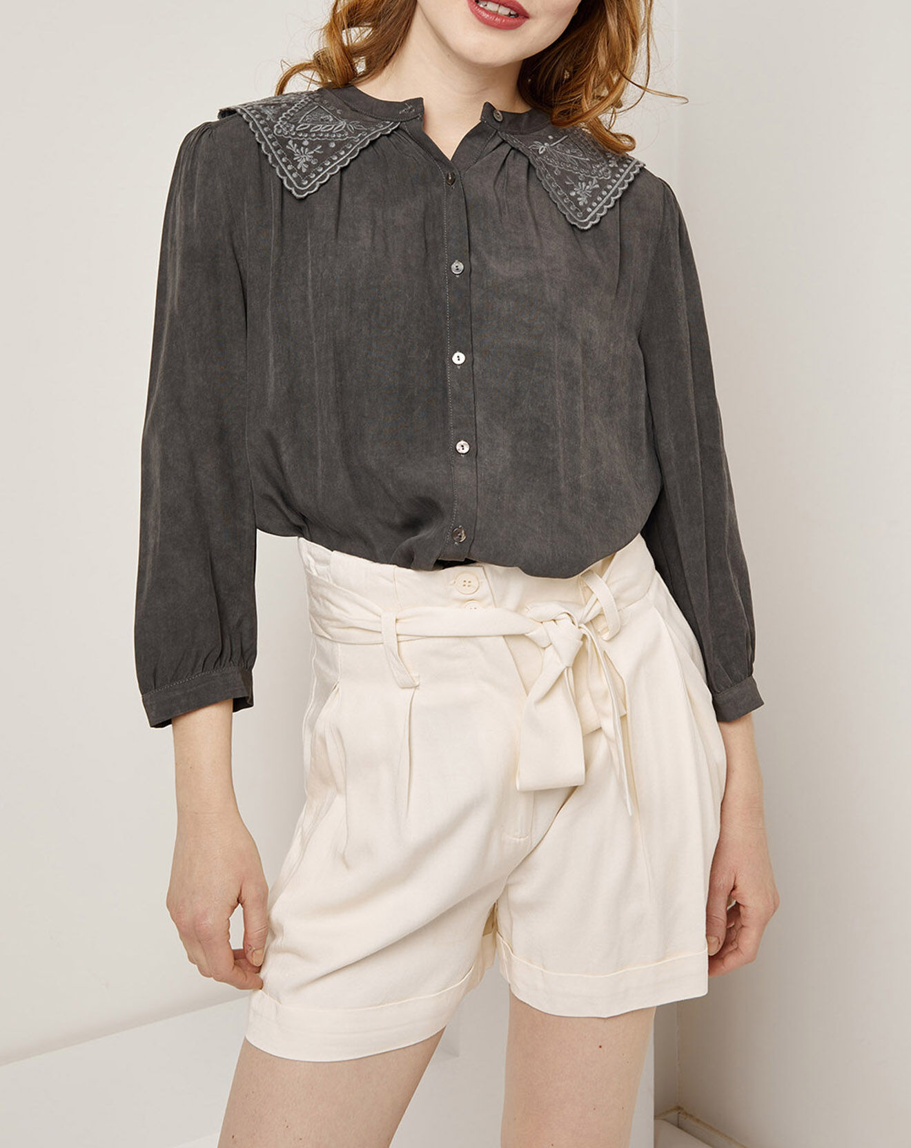 See u Soon Chemise fluide 100% Bambou Rose noir délavé