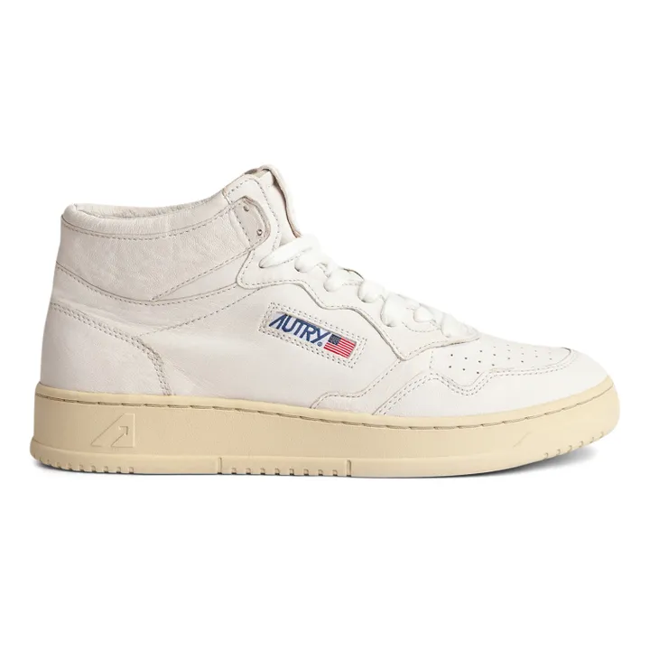 Autry Baskets Medalist Mid Cuir de Chèvre | Blanc
