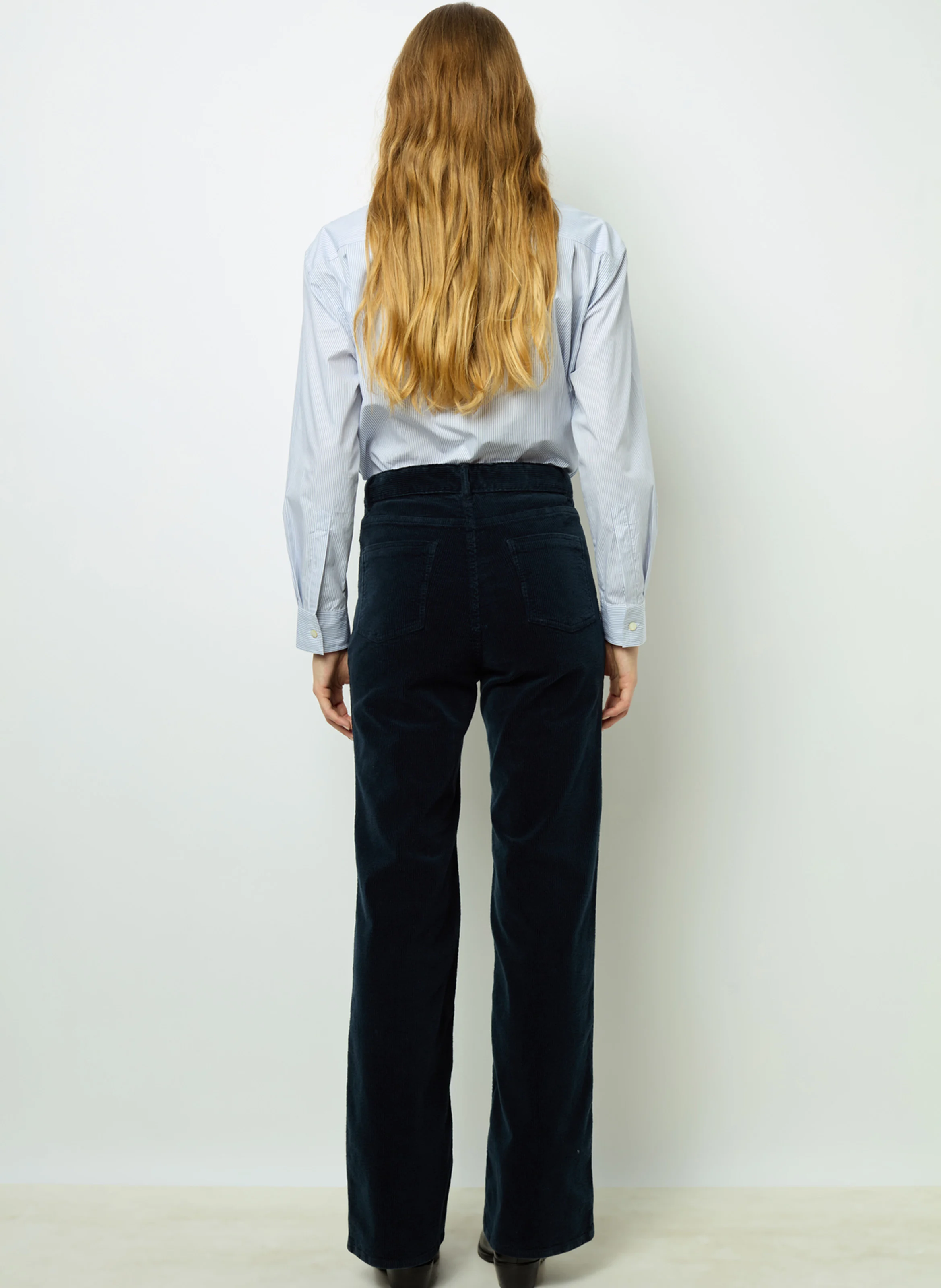 NAZIA - Pantalon droit en coton mélangé | Bleu