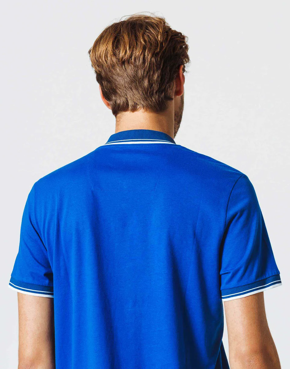 Polo Bleu Empiècement Bandes