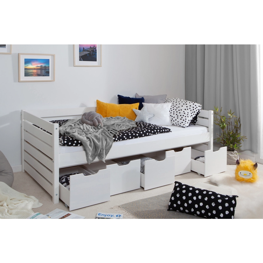 TICAA Sofabett Naomi inkl. 5x Schubkästen, 90x200 Weiß