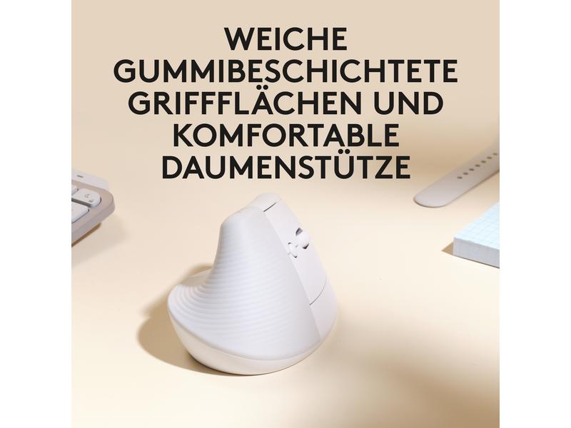 Logitech Ergonomische Maus Lift for Mac off-white Für Mac optimierte, ergonomische Maus mit vertikalem Design für kleine bis mittelgrosse Hände