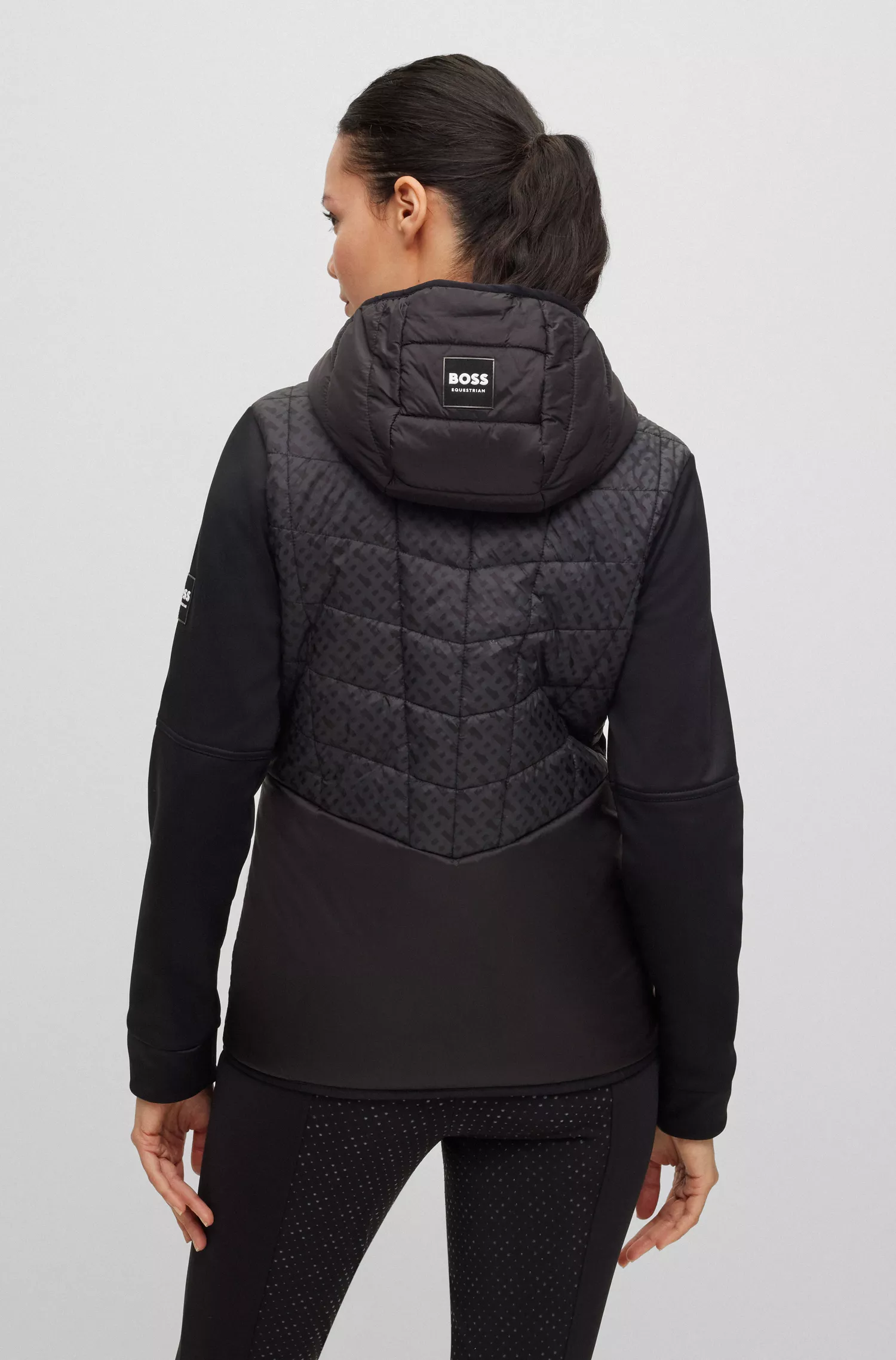 Jaqueta softshell acolchoada BOSS Black-Equestrian com detalhes exclusivos.