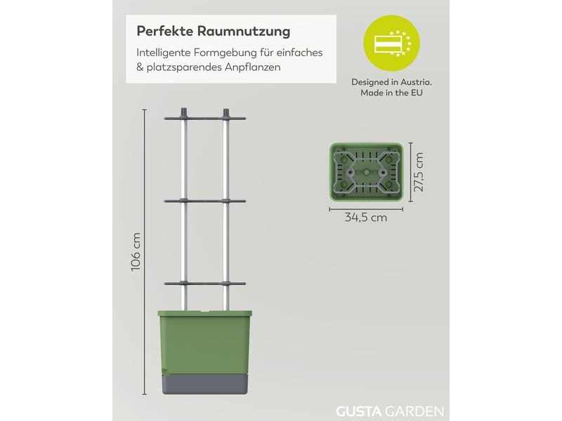 Gusta Garden Aufzuchttöpfe Charly Chili XL Dunkelgrün Chilitopf mit Rankhilfe