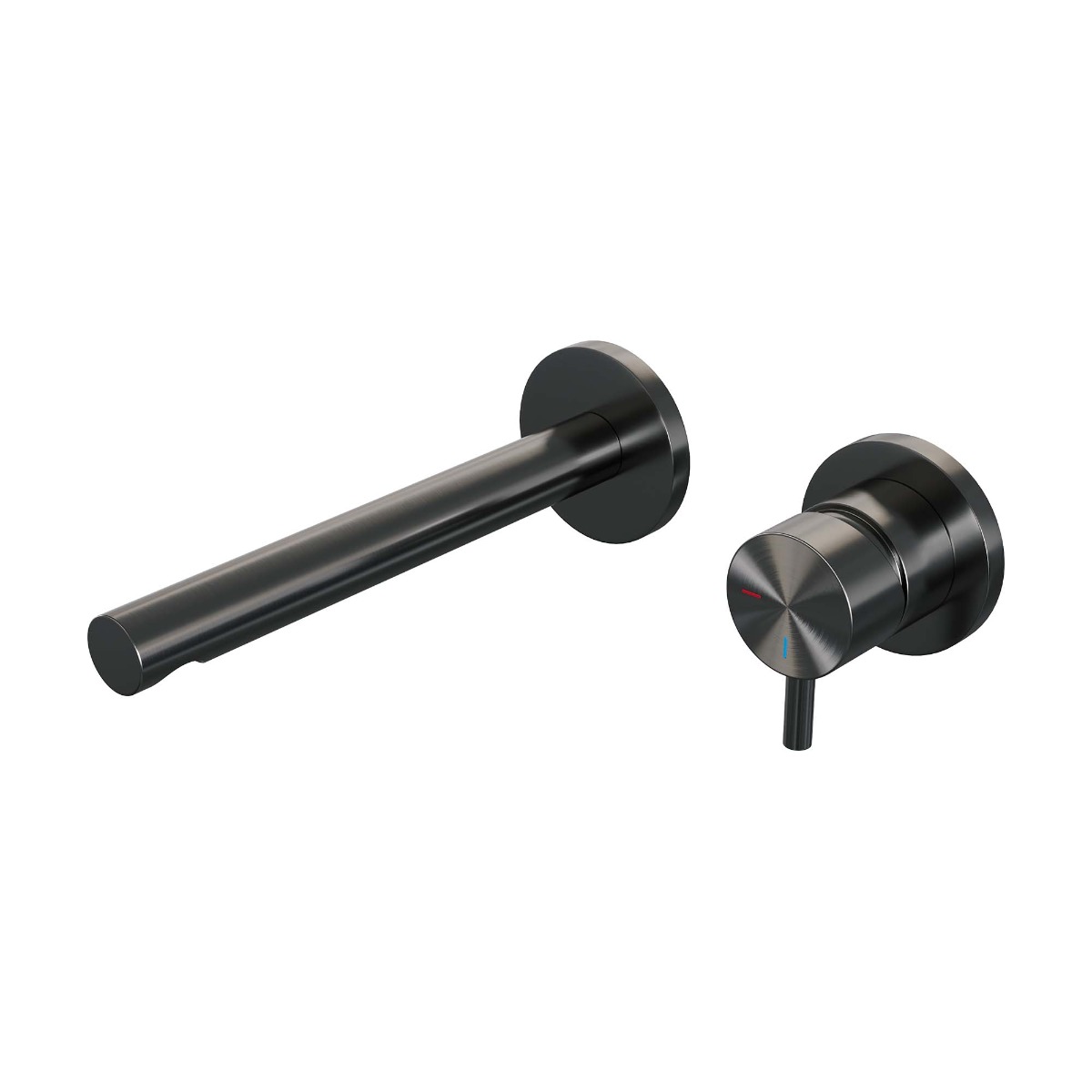 Brauer Gunmetal Edition ColdStart wastafelkraan inbouw rechte uitloop en rozetten model B1 gunmetal geborsteld PVD