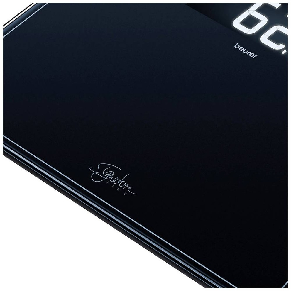 GS 410 Glaaswaage Signature Line LED Personen Waage inkl. 3x AAA Batterien (73576) - Schwarz