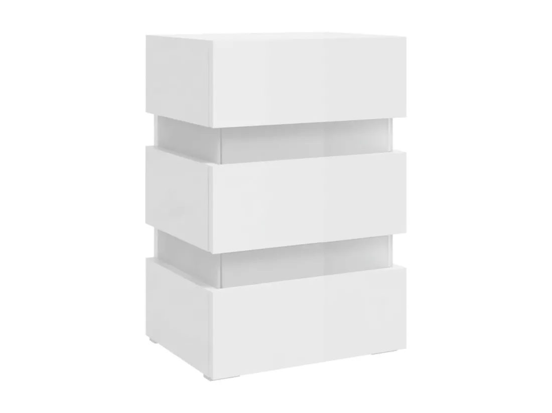 Table de chevet à LED blanc brillant 45x35x67 cm