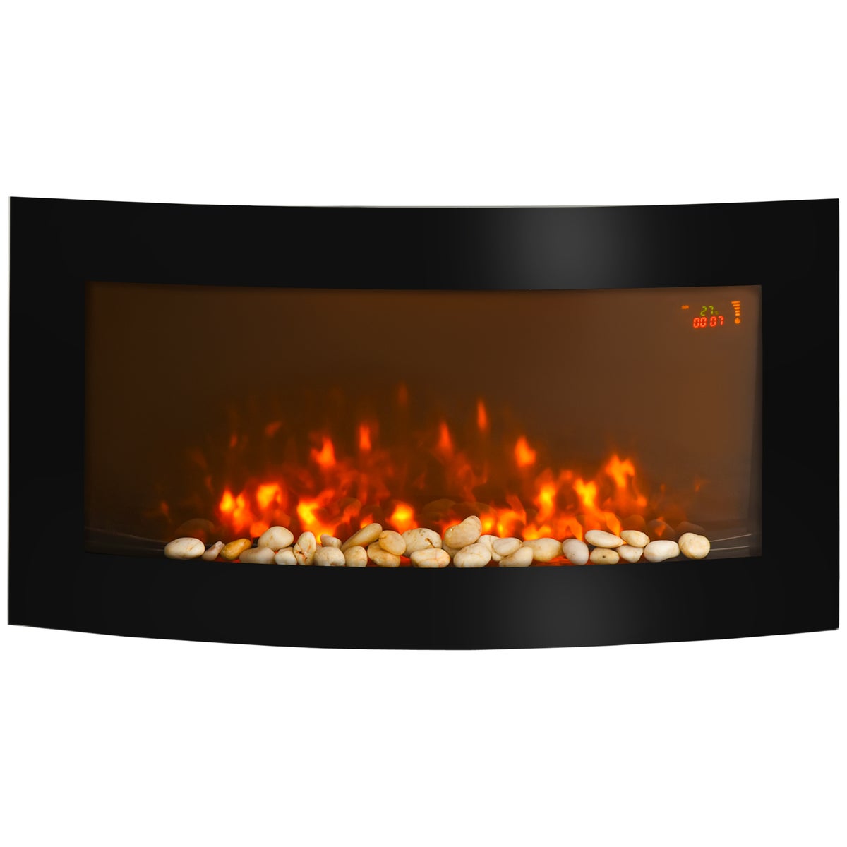 HOMCOM elektrische haard, 89,2 x 13,5 x 48 cm, metaal, veiligheidsglas, zwart