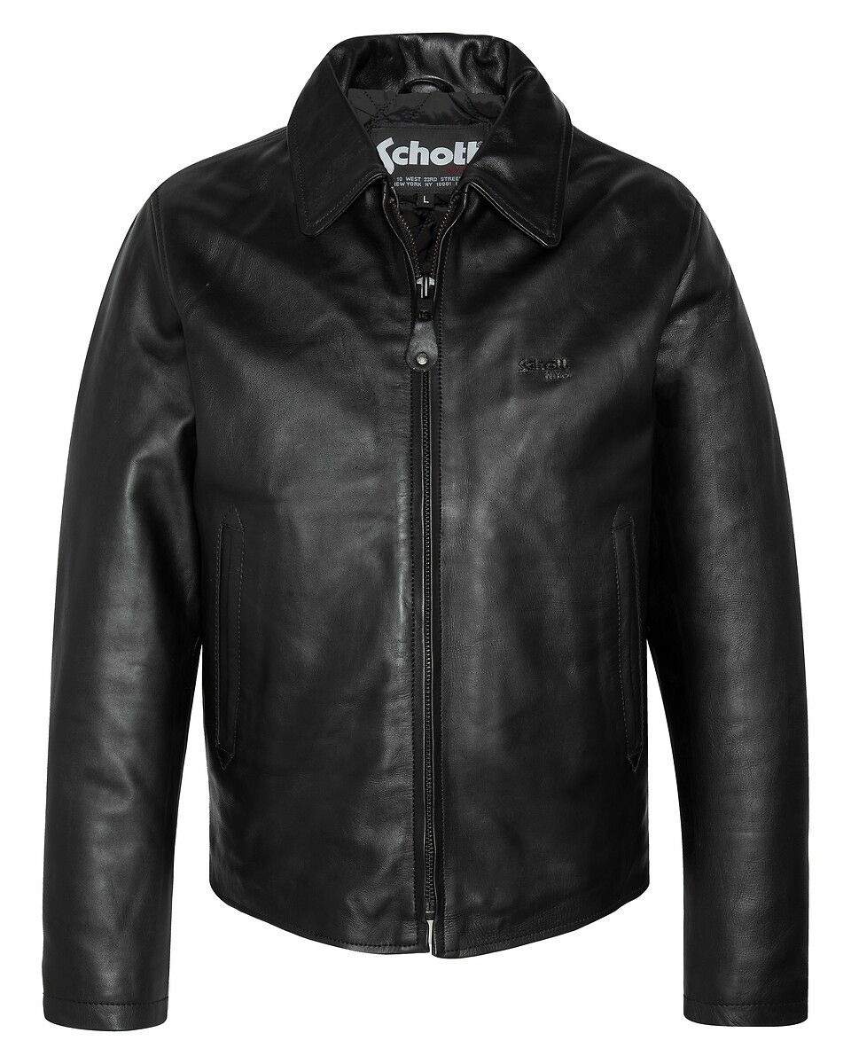 Jaqueta de couro bovino SCHOTT com gola de camisa