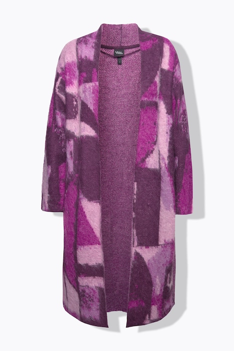 Long-Cardigan, Wollanteil, offene Jacke, V-Ausschnitt